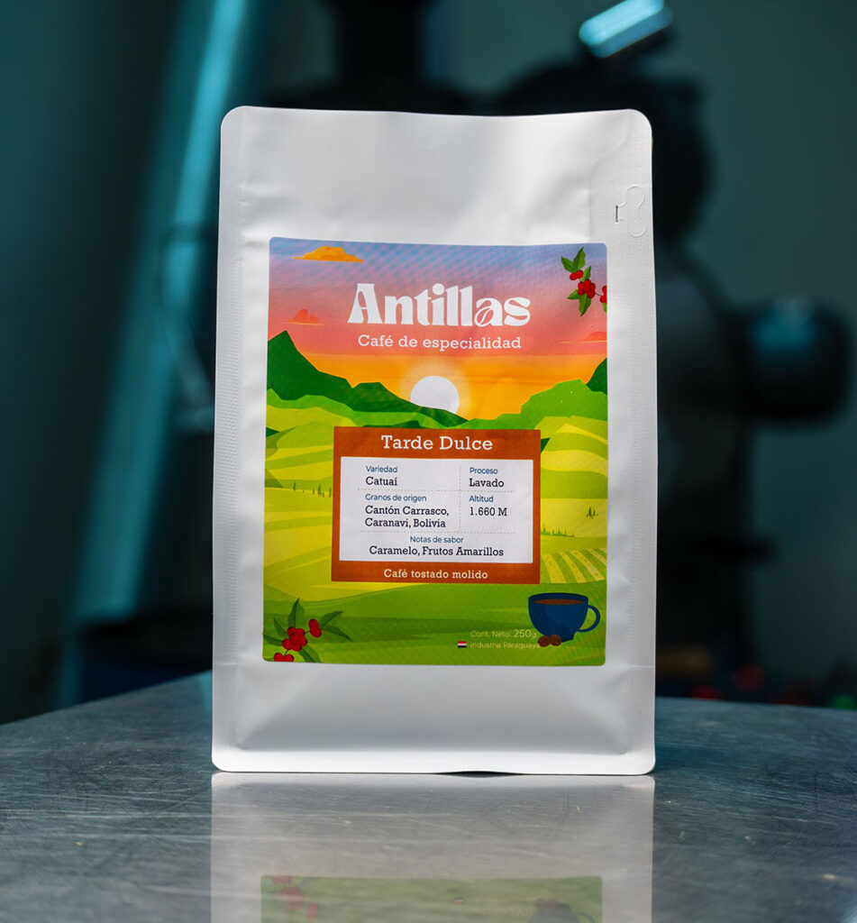 Empaque de granos de café Tarde Dulce.